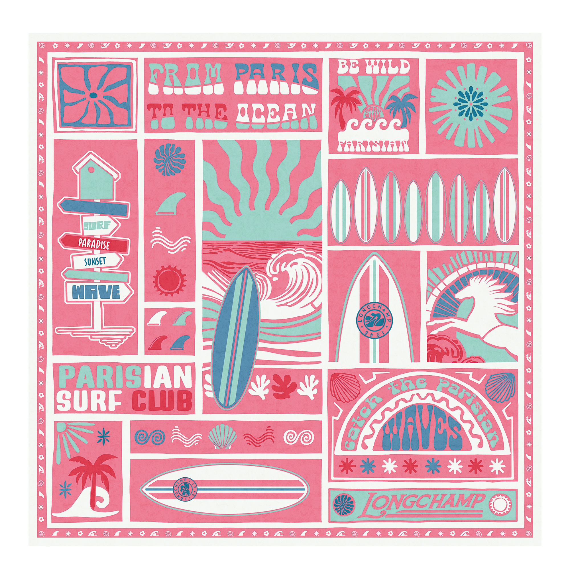 Pashmina de Seda Parisian Surf Club 90